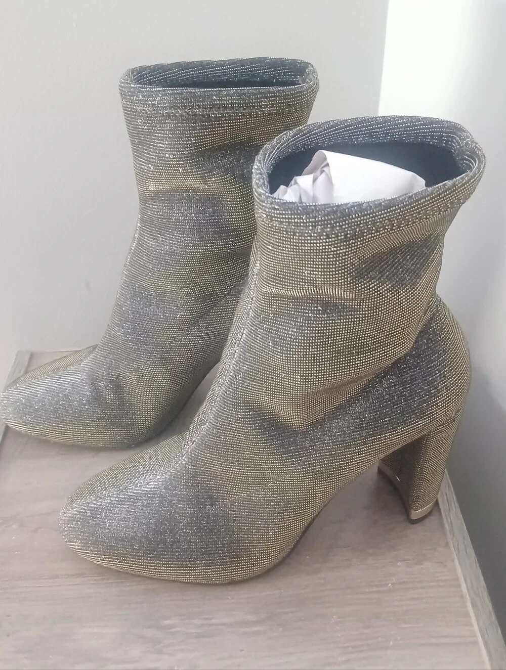 Michael Kors Mettalic Mesh Heeled Boots Sz 7